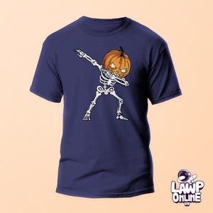 Skeleton Pumpkin Dab Halloween T-Shirt Adults & Kids Comedy Tee Shirts