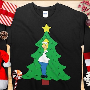 Homer Christmas Tree Meme Jumper Suéter Hombres y Mujeres Novedad Divertida Sudadera de Navidad Jumper / Regalo Regalo Divertido Impresión Día de Navidad