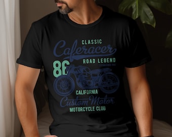 Vintage Motorcycle Club T-Shirt, Classic Cafe Racer Road Legend, Est. 1986 California Biker Tee