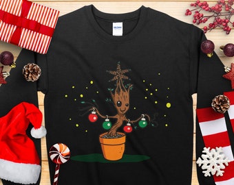 groot christmas tree Jumper Sweater Men's & Women's Novelty Funny Christmas Sweatshirt Jumper | Present Gift Fun Print Christmas Day