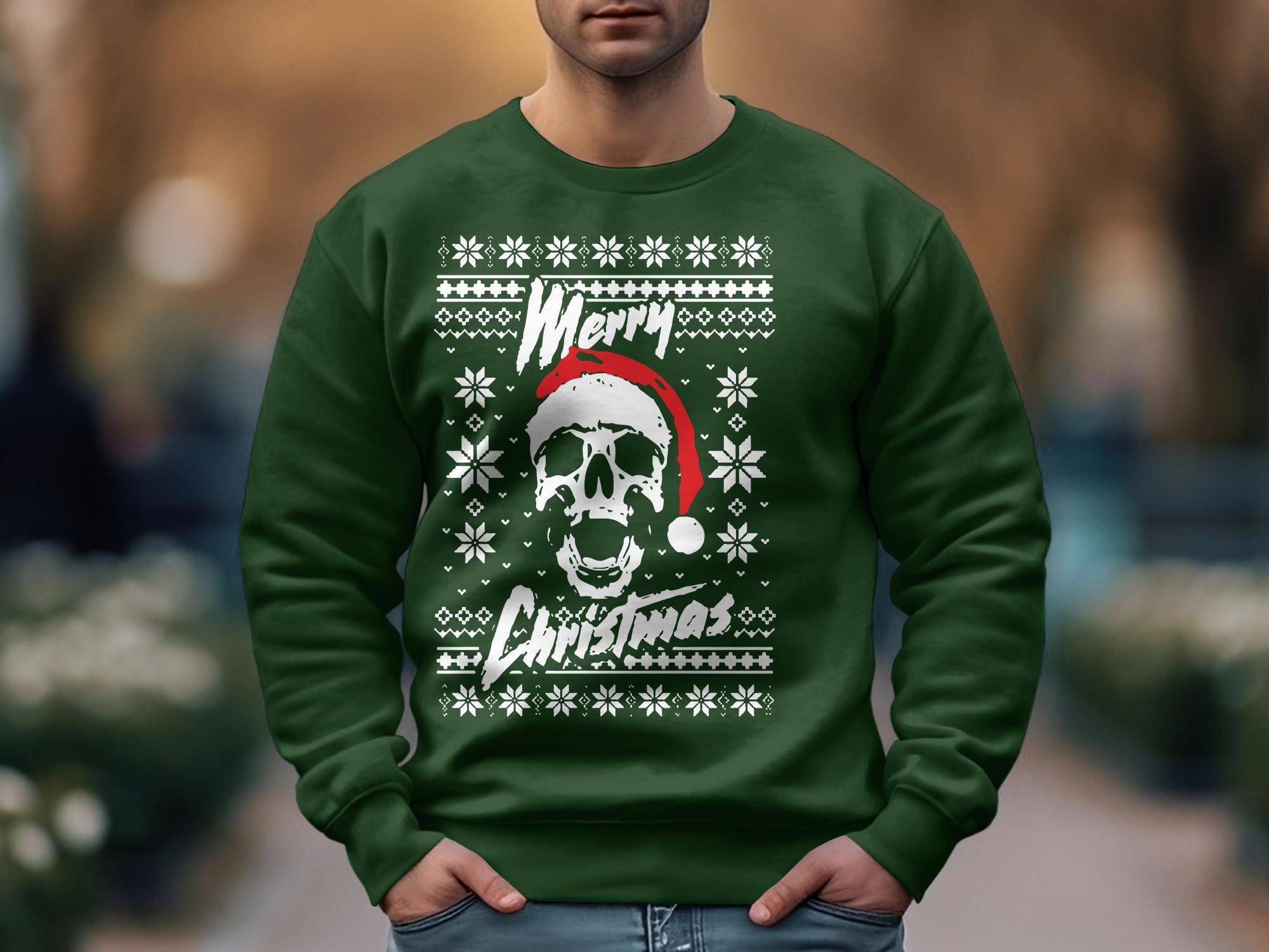 Lustige Pullover Weihnachtspullover Herren Totenkopf SKULL MERRY  Weihnachten Pullover Pullover Herren Damen Neuheit