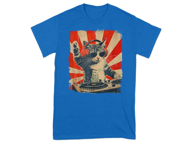 Cool DJ Cat Tshirt, Funny Cat With Headphones, Stylish Cat Lovers Gift