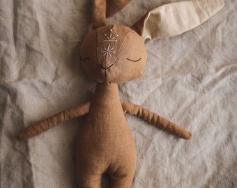 Hare Spirit Guardian | Handmade Linen Bunny Doll | Eco-Friendly Baby Gift | Natural Kids Toy | Waldorf Montessori Plush | Slow Fashion Baby