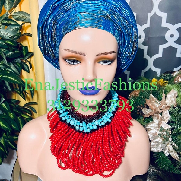 Sego Auto Gele | Nigerian Pre-Styled Gele Headtie | Ready-To-Wear Gele Headtie For Anniversaries | Various Colors Available