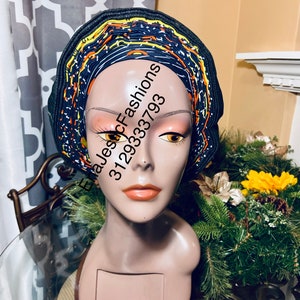 Wakanda. Ankara Auto Gele | African Pre-Styled Gele Headtie | Lightweight Colorful Ready-To-Wear Gele Headtie For Gala