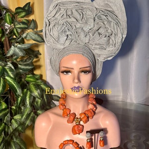 Aso Oke Pre-Tied Gele | African Auto Gele Headtie | Comfortable Ready-Made Gele Headtie For all accasions