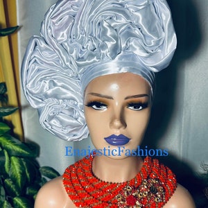 Satin Auto Gele | Nigerian Pre-Styled Gele Headtie | Ready-To-Wear Gele Headtie For All occasions