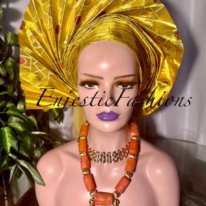 Sego Auto Gele | Nigerian Pre-Styled Gele Headtie | Ready-To-Wear Gele Headtie For Anniversaries | Various Colors Available