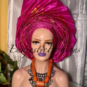 Sego Auto Gele | Nigerian Pre-Styled Gele Headtie | Ready-To-Wear Gele Headtie For Anniversaries | Various Colors Available