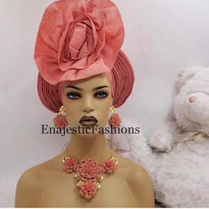 Aso Oke Pre-Tied Gele/Midium size/ African Auto Gele Headtie|Ready-Made Gele For all accasions. Add Male hat for 20 and ikpele for 30dollars