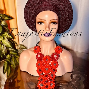 Aso Oke Pre-Tied Gele/ African Auto Gele Headtie | Ready-Made Gele Headtie For all accasions. Add Male hat for 20 dollars and ikpele for 30