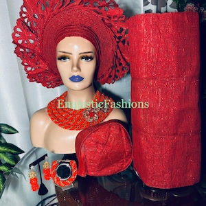 Aso Oke Pre-Tied Gele | African Auto Gele Headtie | Ready-Made Gele Headtie For all accasions. Add male hat for 20 and ikpele for 30 dollars