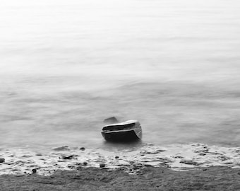 Black and White Photography, "Floating Rock", Digital, Photo Print, Home Decor, Wall Art, Abstract, Landscape