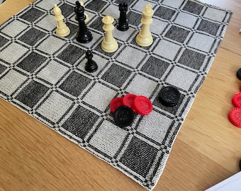 Handwoven Cotton Chess and Checker Board – Travel Camp Game