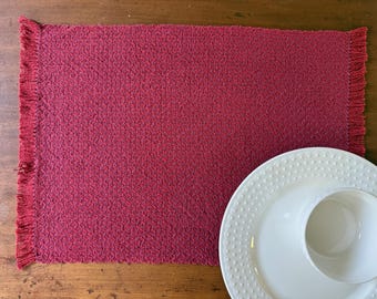 Maine Lattice Placemat - Dusty Violet/Red - 100% Cotton - handwoven in Maine