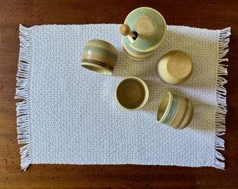 Maine Lattice Placemat - Bright White - 100% Cotton - handwoven in Maine