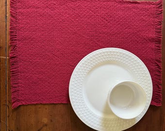 Maine Lattice Placemat - Red/Red - 100% Cotton - handwoven in Maine