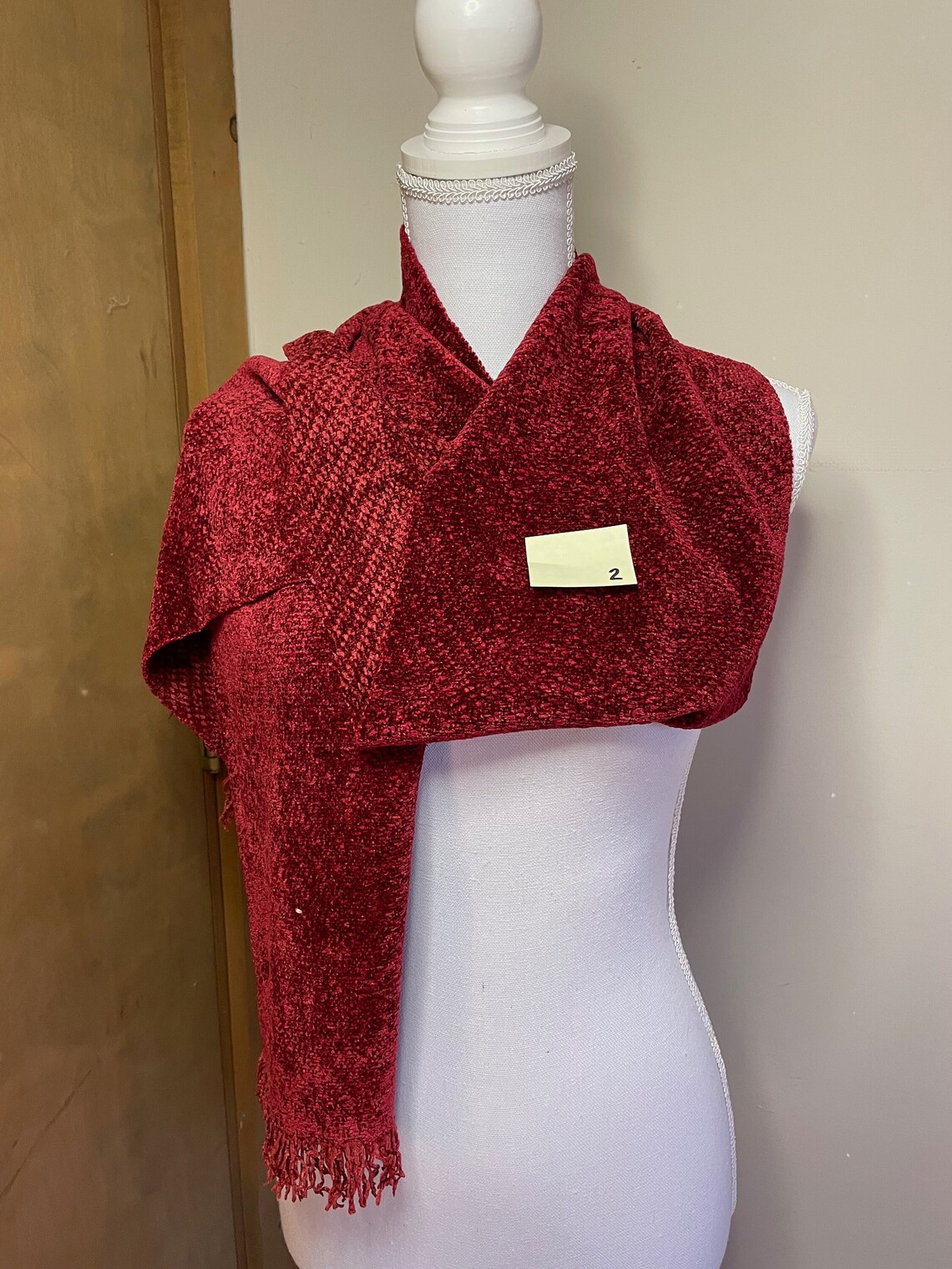 Red Chenille Scarf Handwoven in Maine Etsy UK