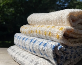 Turbo towel - Doubleweave and plainweave textured towel 100% cotton, handwoven in Maine