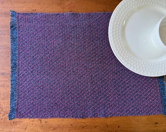 Maine Lattice Placemat - Red Violet/Heathered Navy - 100% Cotton - handwoven in Maine