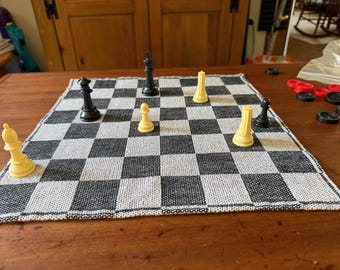 Handwoven Cotton Chess and Checker Board - smaller – Travel Camp Game