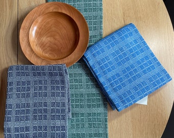 Twill block Hand Towels - 100% cotton, handwoven in Maine