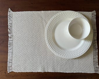 Maine Lattice Placemat - Natural White - 100% Cotton - handwoven in Maine