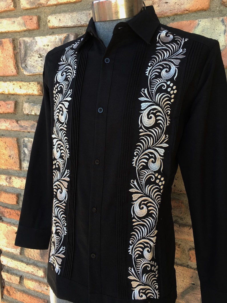 Presidential Style Black Guayabera Linen Wedding Vacation Men - Etsy