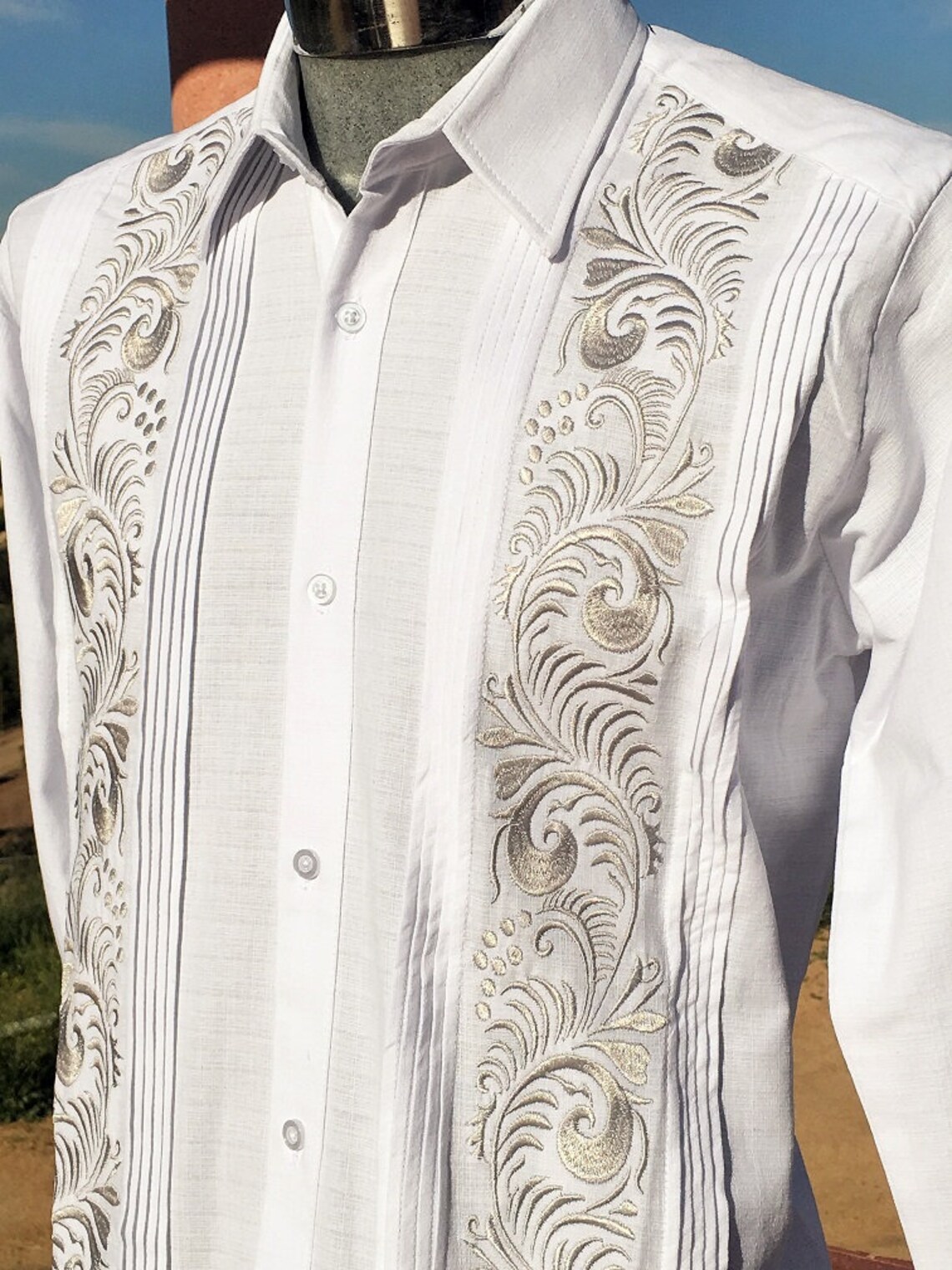 Presidential Style White Guayabera Linen Wedding Vacation Men - Etsy