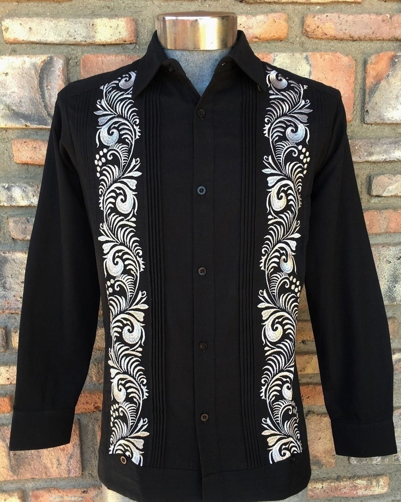 Presidential Style Black Guayabera Linen Wedding Vacation Men - Etsy