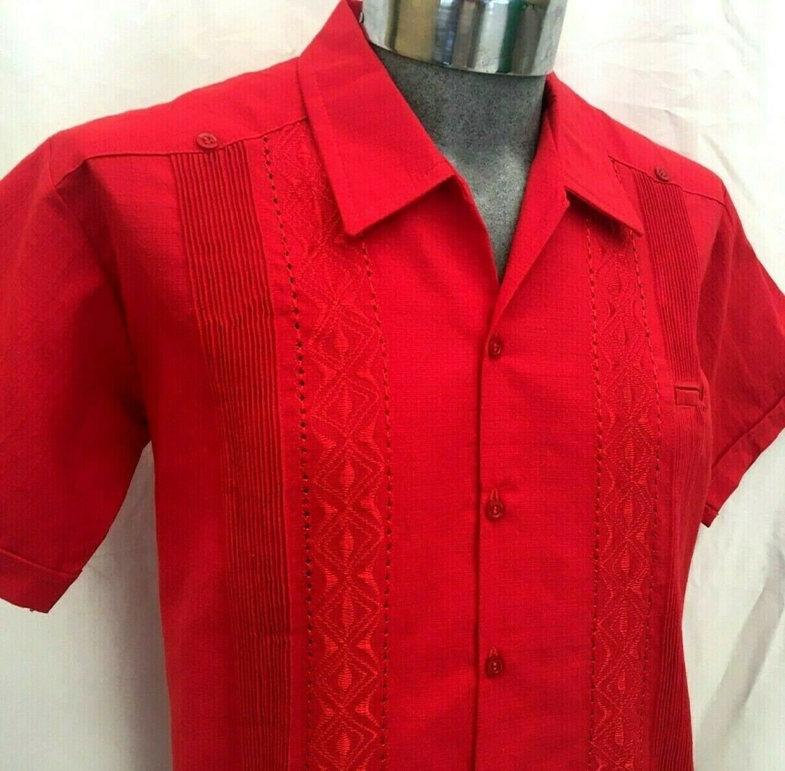 Red Guayabera 100 linen fresh wedding vacation men silk Etsy