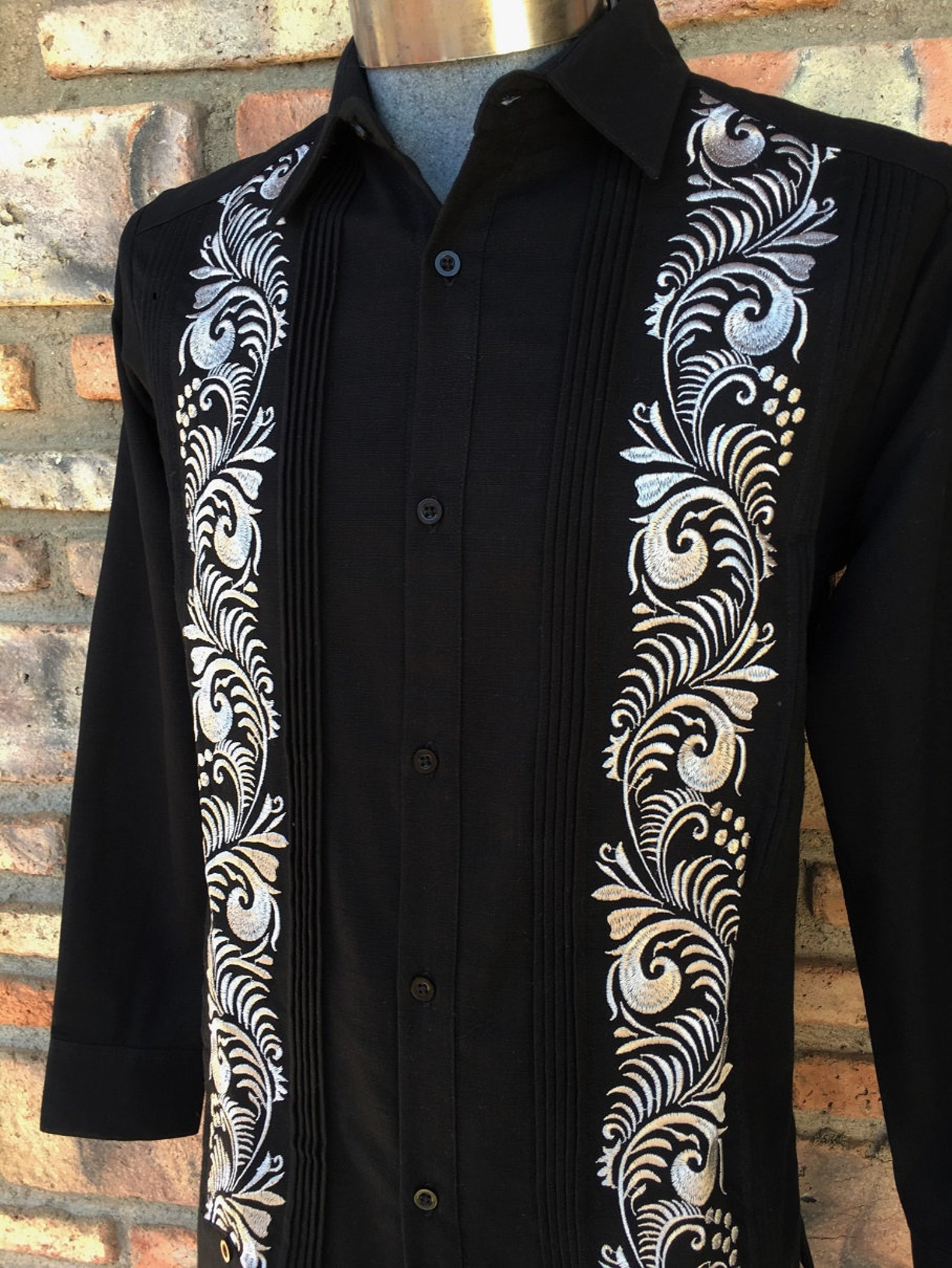 Presidential Style Black Guayabera Linen Wedding Vacation Men - Etsy