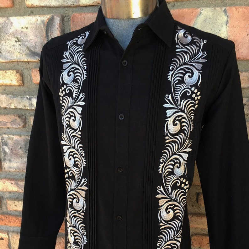 Presidential Style Black Guayabera Linen Wedding Vacation Men - Etsy