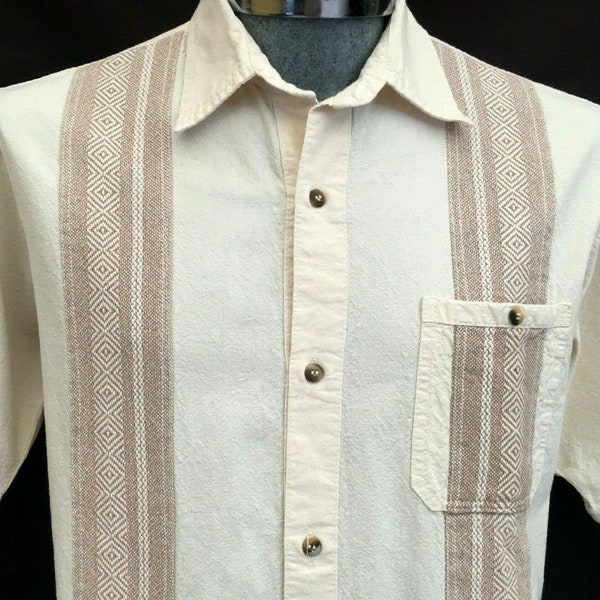 Cuban Ivory Guayabera 100% Cotton manta prewash wedding shirt men embroidery short sleeve bottom down pocket ethnic made Mexico Peasant Boho