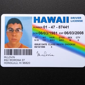 McLovin Superbad Driving License Personalised Novelty Fake Replica ID Card Prop