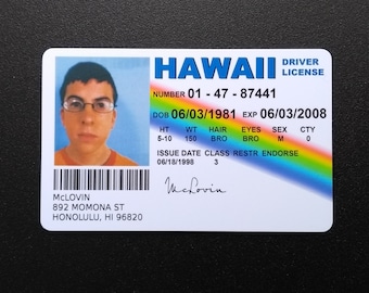 McLovin Superbad Driving License Personalised Novelty Fake Replica ID Card Prop