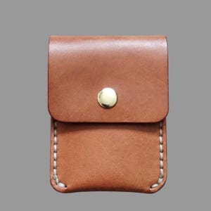 Cartera compacta unisex para tarjetas, monedas y billetes, de piel vegetal de grano completo, 100 % hecha a mano, tamaño de bolsillo, cosida a mano.
