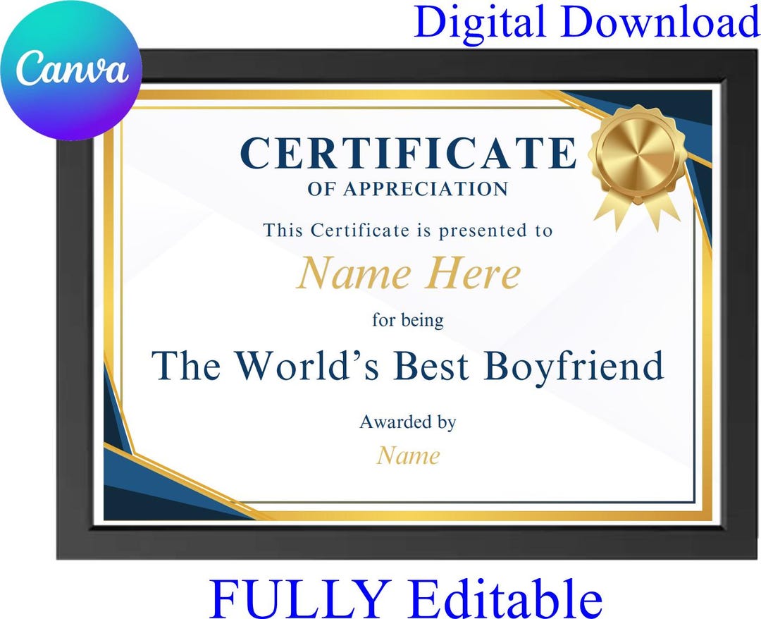 The World's Best Boyfriend Scan Vf World's Best Boyfriend Certificate Confirmation Award Novelty Gift