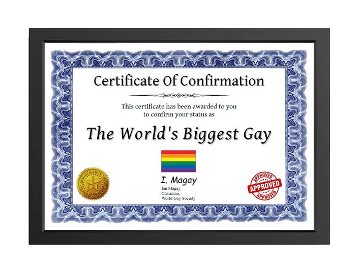 World s Biggest Gay Certificate Confirmation Award Rude Novelty Gift world-s-biggest-gay-certificate-confirmation-award-rude-novelty-gift