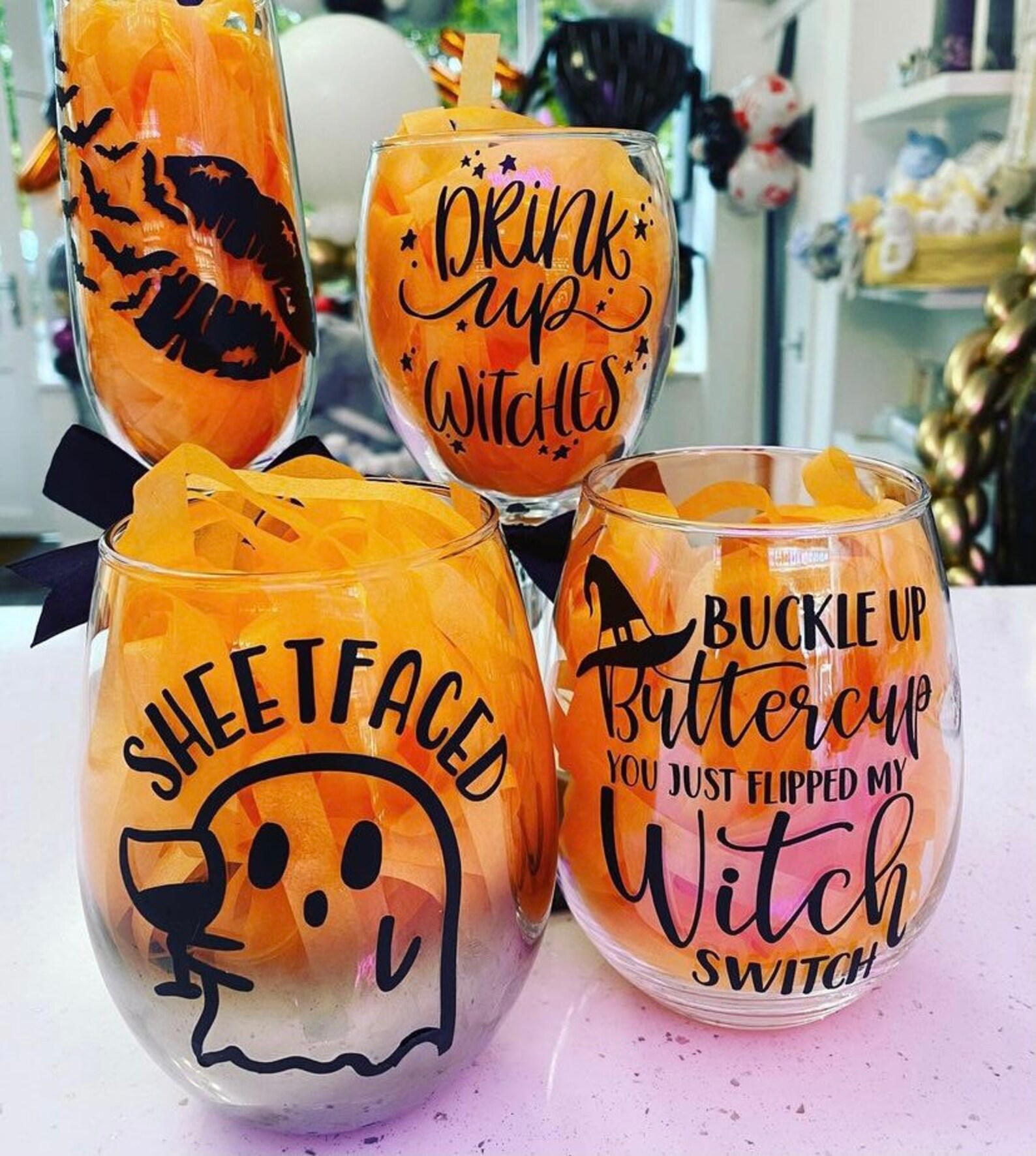 Personalised Halloween Themed Glasses Etsy