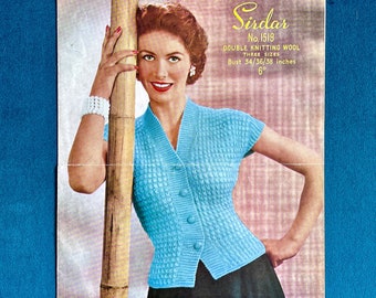 Vintage 1950s Summer Cardigan Knitting Pattern