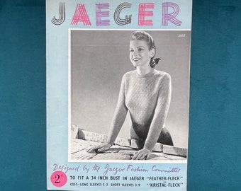 Vintage 1940s Jaeger Jumper Knitting Pattern