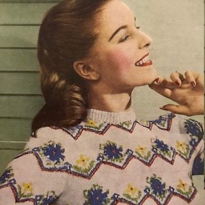 1940s Weldons Women's Fair Isle Jumper Knitting Pattern