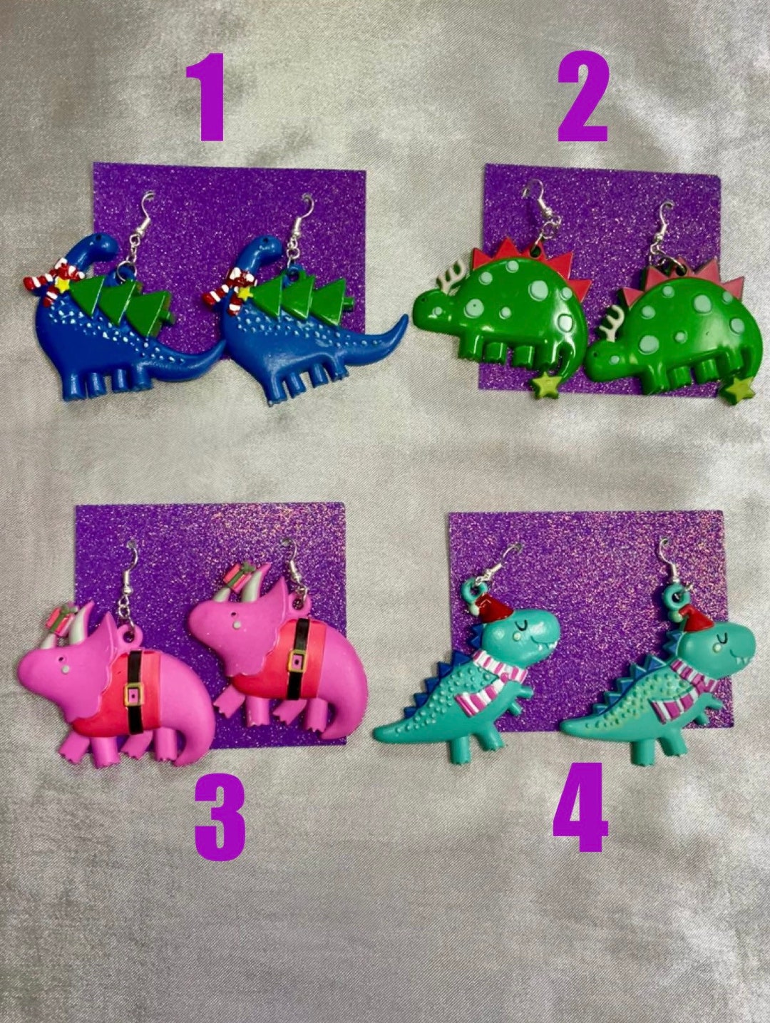 Christmas Dinosaur Earrings Etsy