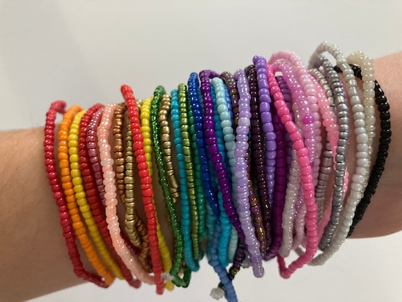 multi Metallic color glass seed bead bracelets, Boho Buy Two Get Free  Shipping!