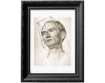 Study of a human face, reproduction print from an early 20th century book, helping photographers with model's posing 0112