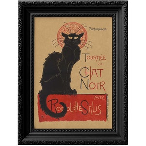 Le Chat Noir - 1896 vintage French Art Nouveau cabaret poster print, black cat bohemian Paris wall art 0169