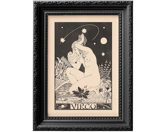 Personalised Virgo gift, horoscope zodiac sign print, September birthday astrology gift, Art Deco print, Birthday and newborn baby gift 0025