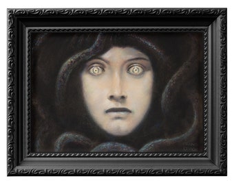 Franz von Stuck The Head of Medusa, dark academia supernatural decor medusa art print for framing 0015