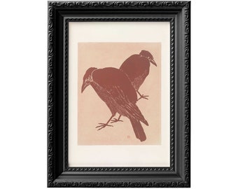 Crow art print | Edgar Allan Poe | Raven | Witchy decor | Occult art | Wiccan decor | Birding 0039